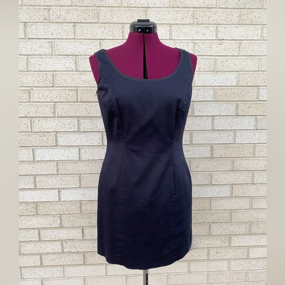 Tahari ASL Dress Size 6 Classic Dark Blue Denim Sheath